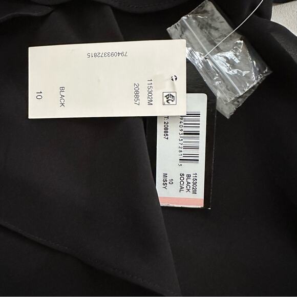 SLNY Dress Black Chiffon Beaded Neck Sleeveless Tiered Ruffle Cocktail 10 NEW - Picture 10 of 12